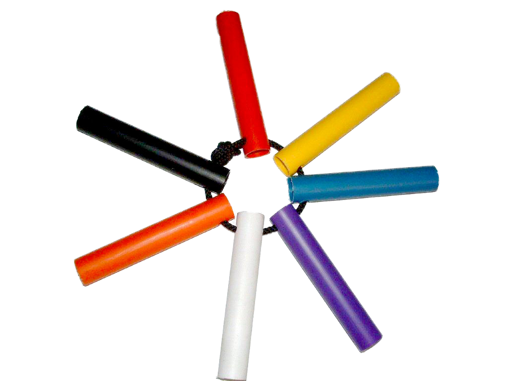 Seven colours of paddle shafts