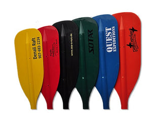 Six paddles with logos
